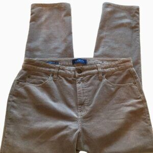 Talbots Women Petite 8P Corduroy Pants Jeans Gray Straight Leg High Rise Stretch